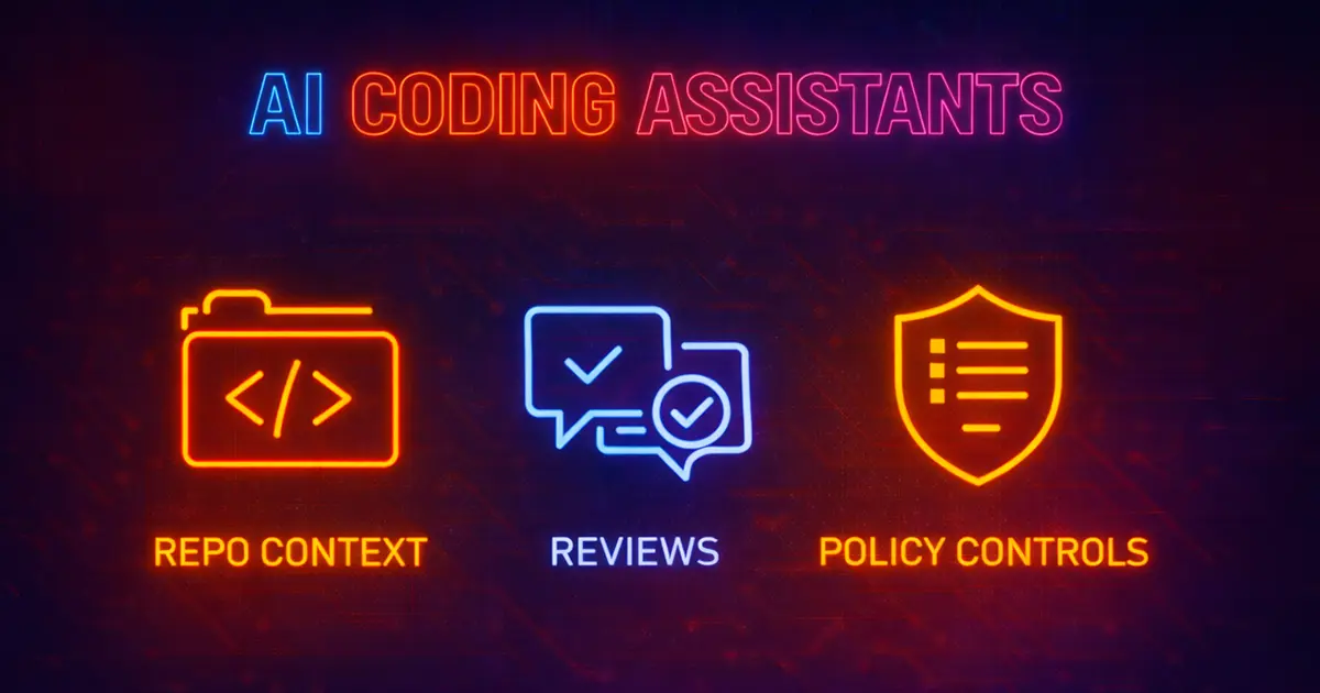 AI coding assistants for faster development with repo context, code review support, security controls, and policy guardrails