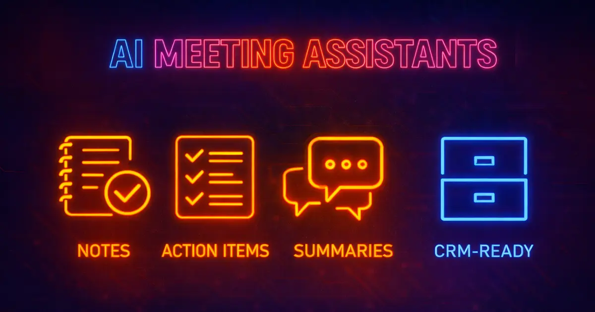AI meeting assistants that record calls, create notes and action items, and generate CRM-ready follow-ups for teams