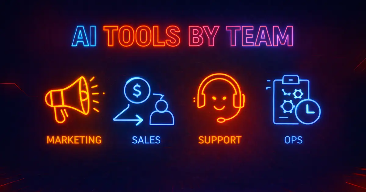 AI tools by team guide for marketing, sales, support, and operations with workflow-based tool recommendations
